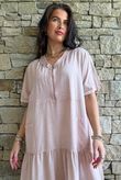 Rustic Nature Linen Blend Smock T Shirt Dress Washed Ballet Blush